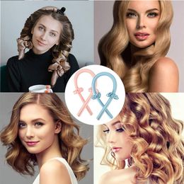 Party Favor No Heat Magic Hair Curlers 2pcs Satin Scrunchie Heatless Curling Rod voor lang haar verbeterde magische rollers