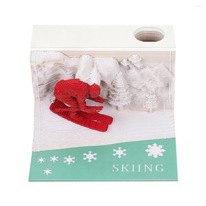 Party Favor Olympiics Skiing Model 3D Memo Pad Omoshiroi Block 180 Sheets Notepad Desk Accessoires Office Tabel Ornamenten Geschenk Souvenir