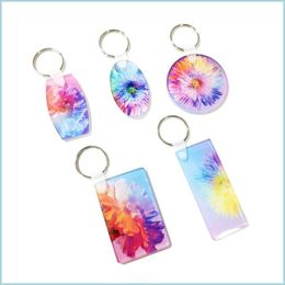 Party Gunst Oneside Sublimation Acryl Keychain 15 Styles Blank ornamenten Key Rings Heat Transfer sleutelhangers voor huidige drop deliv Dh74G