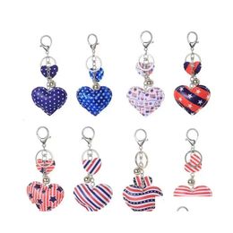 PARTY GOVE bestels hartvorm Key Ring Onafhankelijkheidsdag Flag Colorf American Keychains Chain Souveni Drop Delivery Home Garden Fest DH45L