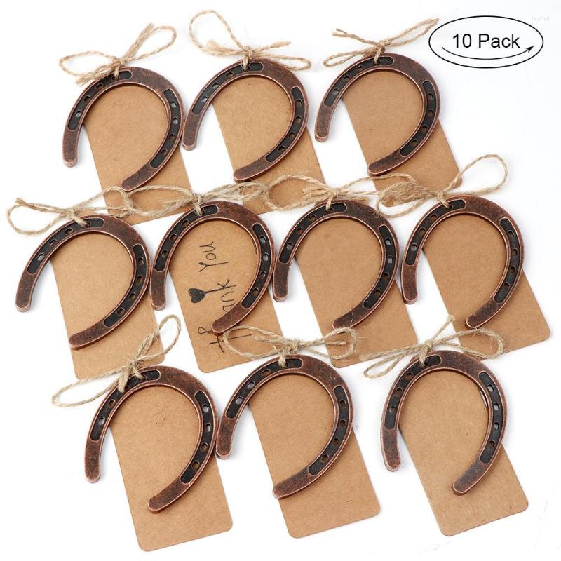 Party Favor OurWarm Wedding Horseshoe Return Gift With Paper Tags 10pcs Rustic Favour Accessories Horse Shoe Decoration