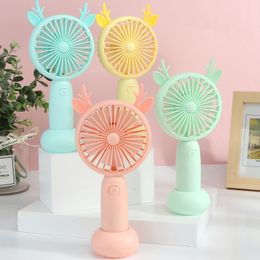 Partij gunst buitenshuis Draagbare Hold Mini Electric Fan USB met lichte cartoon zak fans kantoor zomer geschenk 7 7LJ T2