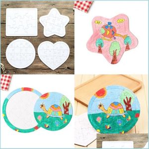 Feest gunst papier kleurplaten voor gunst puzzels sublimatie blanco diy witte kinderen game cadeau jigsaws kinderen schilderen ronde s dhh1c