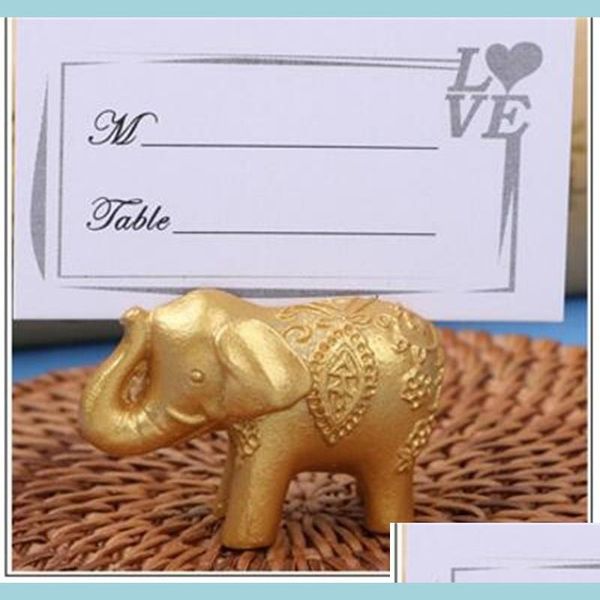 Party Favor Arrangement De Fête Clip De Carte-Cadeau Mignon Or Petit Éléphant Clips De Siège De Style Européen Faveurs De Mariage Pour Invité 2 3Lt Ww Dr Dhcrr