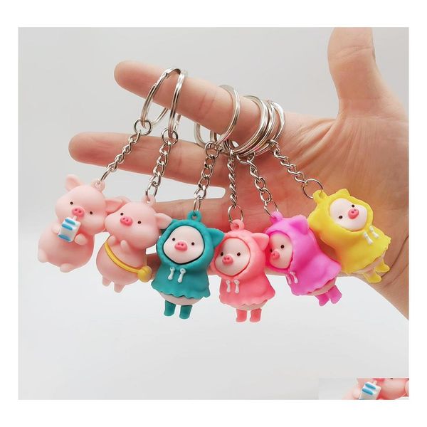 Favor de la fiesta Favoreco de la fiesta Cartoon Raincoat Muñeca Cadena de llave Costilla Pigs Pudas de llavero Damas de la loga adornos Regalos Keys Accesor Dhox8