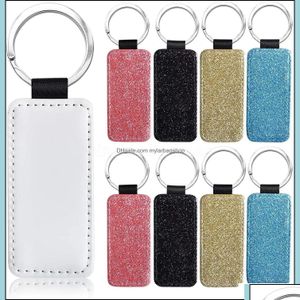 Party Favor Party Gefoort Evenementbenodigdheden Feestelijke huizentuin Sublimatie Spaties Keychain Glitter PU Leather Keyc DHTLQ Drop Delivery Dhomm