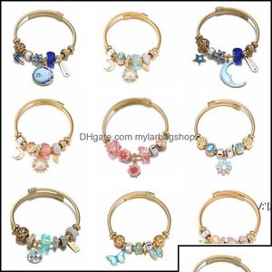 Party Favor Party Favor Événement Fournitures Fête Maison Jardin Bracelet En Acier Inoxydable Série Étoile Mosaïque Tournesol Pendentif Or Ouvert D Dhi7N