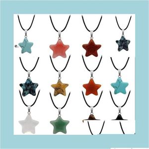 Party Gunstfeest voorkeur Natural Crystal Stone Pendant Creative Star Gemstone kettingen Hangers Hand gesneden dames fashi mylarbagsho dhofc