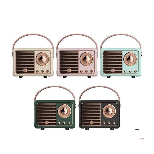 Partation Fovice Fournitures Retro Bluetoocompatible Speaker Vintage Radio Player avec un style classique BT 5.0 Connexion sans fil TF Carte DHB5A