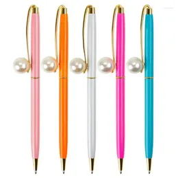 Feest gunst Pearl Ball Metal Pens Fashion Girl Big Ballpoint Cadeaus voor school Stationery Office Supplies SN3904