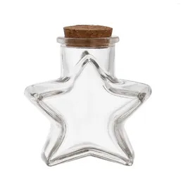 Fête favorable étoile pentagram souhaitant bouteille en verre bouteille de souhaits avec message de liège pour les faveurs de baby shower