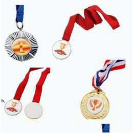 Partij gunst Gepersonaliseerde vergulde medailles Sublimatie St Patroon Ontwerp Medaille Marathon Prijzen Met Lanyard Rre12629 Drop Delivery Thuis Dhkgl
