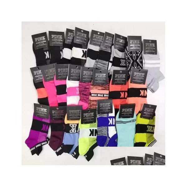 Party Favor Rose Noir Chaussettes Adt Coton Court Cheville Avec Tags Sports Basketball Football Adolescents Pom-Pom Girl Sytle Filles Femmes Drop Dhca0