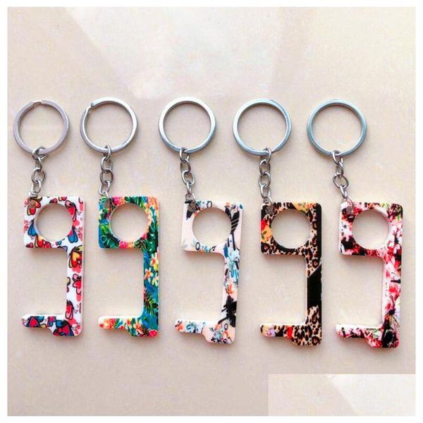 Party Favor Portable Keychain Ascenseur Boutons Outil Sans Contact Poignée De Porte Clé Grip Sécurité Protection Isolation Notouch Opener Car Dhrhn