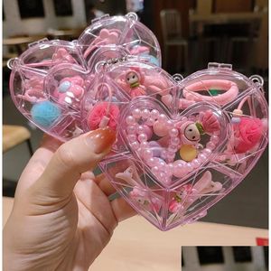 Party Favor Prettykids Jewelry Set - Bead Necklace Hair Clip Ring In Heart Box Dress Up Gift For Girls Drop Delivery Home Garden Fes Dhotz