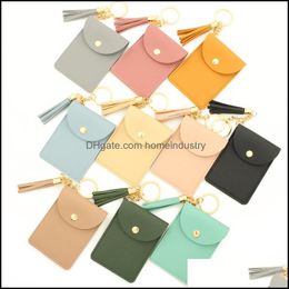 Party Favor PU Leather Card Holder Ladies Wallet Coin Fashion Keychain Party Favor Groothandel armband Keyring voor vrouwen Drop levering DHSI3