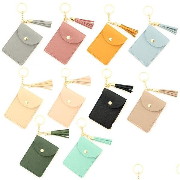 Party Favor PU Porte-cartes en cuir Dames Portefeuille Coin Mode Porte-clés Party Favor Gros Bracelet Porte-clés pour femmes Sac Gland Dro Dha6E