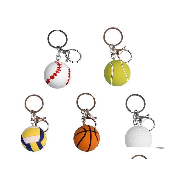 Party Favor Pvc Ball Kecheschains Sports Baseball Tennis Basketball Keychain Pendant Lage Decoration Key Chain Keyring Drop Livrot Ho Otvla