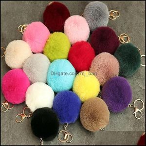 Party voorkeur konijn bont bol pluche fuzzy sleutel ketting pom sleutelhanger auto tas ring hanger sieraden feest cadeau 20 stcs 484 s2 drop levering 202 dhvxg