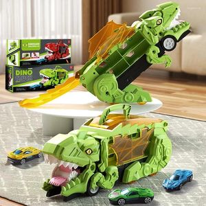 Favor de fiesta Pista de carreras Juguete de dinosaurio almacenable Tragando Vehículo Juego Car Carrier Truck Regalo de Navidad para niño Montessori