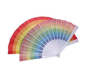 Party Favor Rainbow Fans Rainbows Folding-Fans Ventilateur à main coloré Accessoire d'été pour la fête de mariage-Décoration SN2833