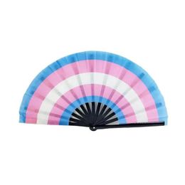 Party Favor Rainbow Fans pliants LGBT Colorf Fan de portage pour femmes Men Pride Decoration Music Festival Events Dance Rave Supplies Dr Dhsmt