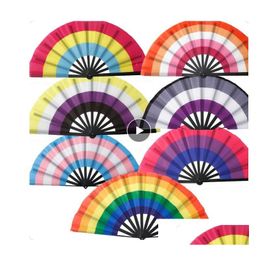 Party Favor Rainbow Folding Fans Lgbt Colorf Handventilator voor dames Heren Pride Party Decoratie Muziek Festival Evenementen Dans Rave Suppl Dhtrh
