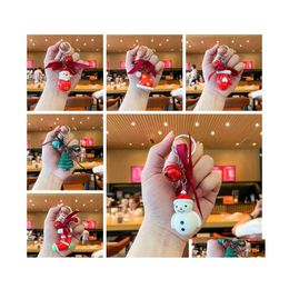 Party Favor Resin Christmas Keychain hanger Bowknot Bell Keyhouder Charm Santa Xmas Tree Snowman Hangen Hangers Holiday Decorati Dh7WC