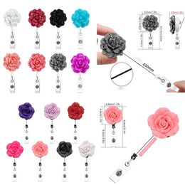 Party Favor Boucle de certificat rétractable Clip d'insigne rose Faites pivoter les badges faciles à tirer Porte-badges d'identification de cordon rétractable-Reel dd881