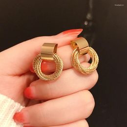 Favor de fiesta Retro Metal Color Oro Múltiples Pendientes de círculo pequeño para mujeres Joyería coreana Regalo de boda de moda