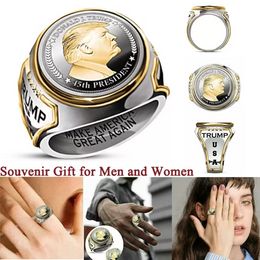 Anillos de favor de la fiesta para hombres El presidente de los Estados Unidos, Trump, accesorios para hombres de joyería, tiempo de recuerdo de regalo de recuerdo para hombres y mujeres tamaño 7-12 WLY935