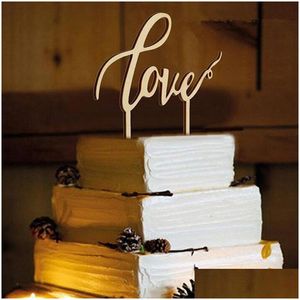 Party Favor Romantique Gâteau De Mariage Topper Bois Amour Nous Forme Lettres Engagé Décoration Unique Accessoires Za4016 Drop Delivery Ho Dha7R