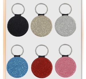 Party Favor Round Transfert de chaleur Porte-clés Pendentif Fine Flash Sublimation Blanc Cuir Porte-clés Bagages Décoration Porte-clés DIY Cadeau SN4918