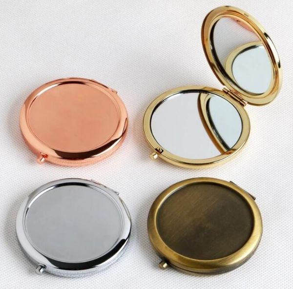 Party Favor Miroir Rond Compact Blanc Or Rose Couleur pour DIY Miroir Cadeau Loupe avec Autocollant