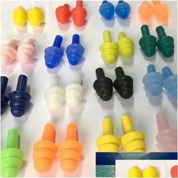 Party Favor Vente 10 Paires Bouchons D'oreille Sile Imperméables Natation Plongée Plongée Doux Antibruit Bouchon D'oreille Drop Delivery Home Garden Festive Su Dhoat