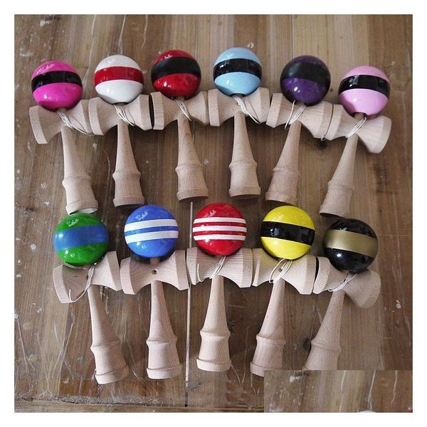 Favor de la fiesta Línea de rayas de ventas Kendama Ball Big Size 18.5x6cm Juego de madera tradicional japonesa Toya de juguete Juguetes Drop entrega HOM DHT46