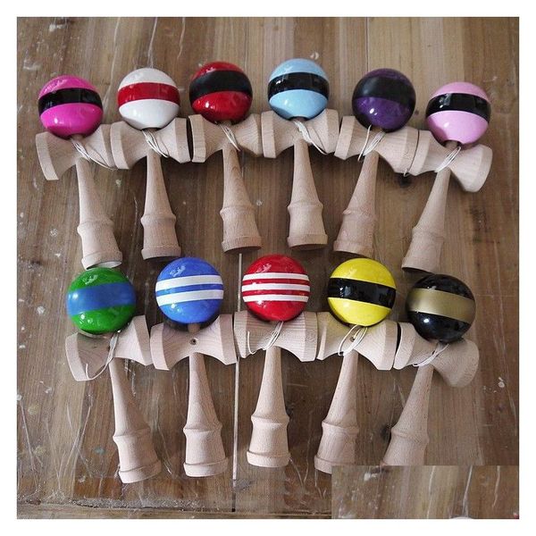 Favor de fiesta Ventas Rayas Línea Kendama Ball Tamaño grande 18.5X6Cm Juego de madera tradicional japonés Juguete Educación Regalo Juguetes Drop Entrega H Dh9Lo