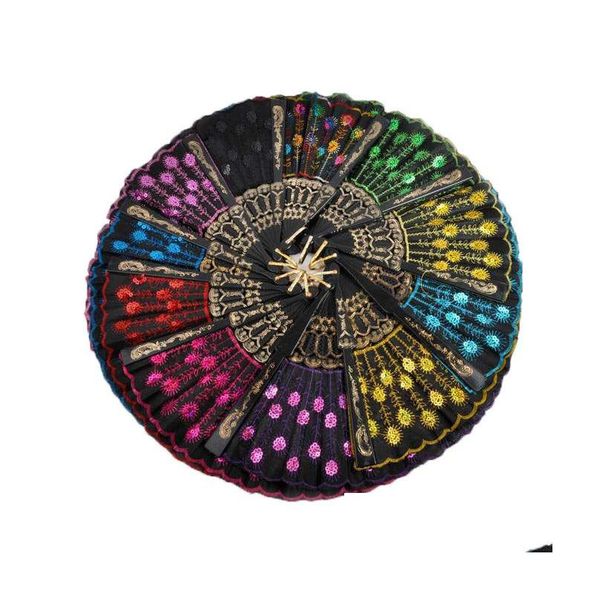 Party Favor Paillettes Danse Fan Creative Design Paon Pliant Main Fans Femmes Stage Performance Prop Mti Couleur 1 8Zq C Rc Drop Del Dhtli