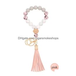 Favor de la fiesta Pulsera de cuentas SILE Hembra Caqueta Key Pendse Muñequera de goma Bangles Anillo de muñe