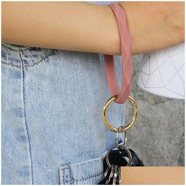 Party Favor Sile Bracelet Porte-clés Chaîne Rond Wist Bangle Anneau Porte-clés Pour Femme Dragonne Bracelets 1910 V2 Drop Delivery Hom Dhzda