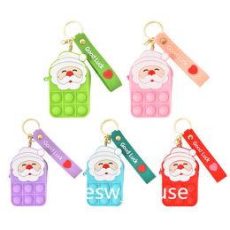 Party Favor Silicone Keychain Toys Kids Pop Wallet Key Ring For Girls Boys Anti-Anxiety Stress Reliever Sensory Toys