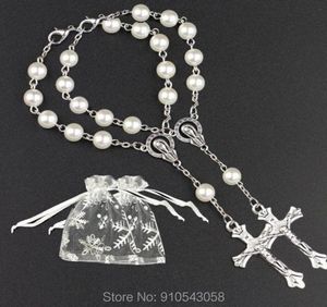 Party Favor SimpleWoo First Communion Gifts Baptism Rosary Rosary Recuerdos de Bautizo Quinceanera Whitesilv Pack van 12PCS9053295
