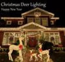 Party Favor SML Lighted Christmas Deer Sleigh Décoration de cour extérieure d'hiver pour les chantiers avant Arbre Scène Maison Navidad Decor9059804