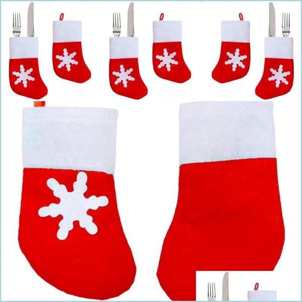 Favor de fiesta Calcetines Modelado Vajilla Bolsas Decoraciones navideñas Vajilla de una sola pieza Mangas Festival Tenedor Cuchillo Ers Ecológico Dhkee