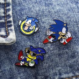 Feest gunst sonic de egel schattige badges email pin broche anime revers pins voor rugzakken broches voor vrouwelijke mode -sieraden accessoires