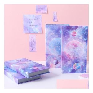 Party Favor Space Cherry Blossoms Sticky Notes Galaxy Planet Notebook Petit Livre Autocollant Set avec Boîte Tearable Note Étudiants Prix Dhwfu