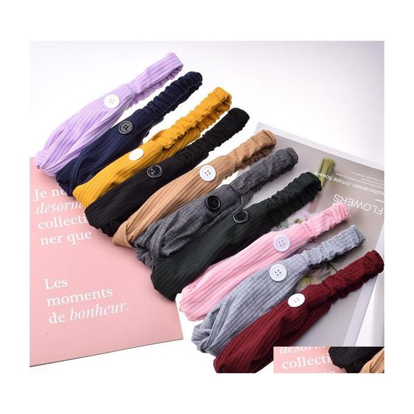 Party Favor Sports Face Mask Hairbands con botón Knit Color sólido Ear Protect Headbands Gym Yoga Hair Band para mujeres Hairs Accesso Dhtcn