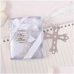 Favoris Favoris Croix en acier inoxydable Signet pour mariage Baby Shower Signets Cadeau Drop Livraison Maison Jardin Fournitures de fête Événement Otzfl