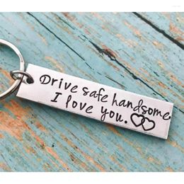 Party Favor Stainless Steel Drive Safe Handsome I Love You Engraved Keychain Keyring Pendants Kits For Husband Boyfriend Gift Wedding