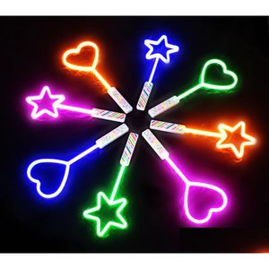 Party Favor Star Love -vormige neon Magic Wands LED Flash Light Up Glow Stick Concert Sfeer Props Party Bar Kerstbasis Dec Dhvu9